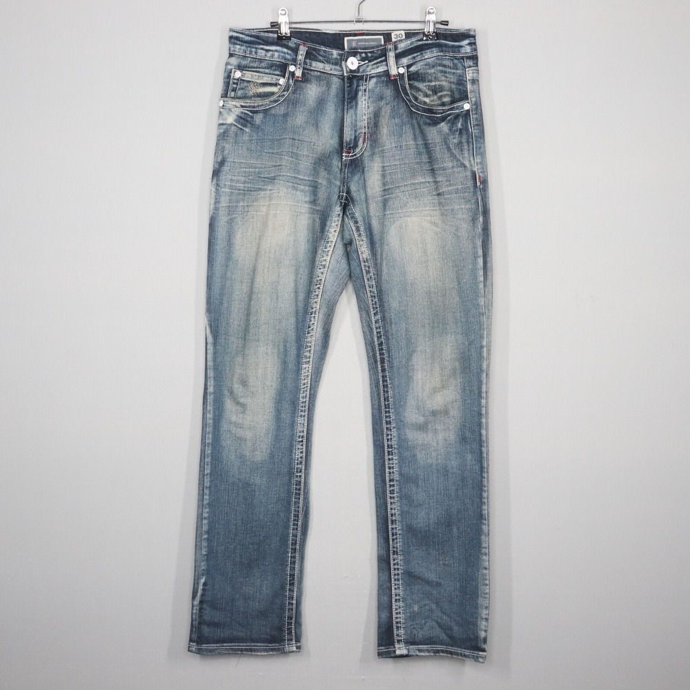 INC International‎ Concepts Mens Jeans 30x32 Blue Berlin Slim Straight Stitching